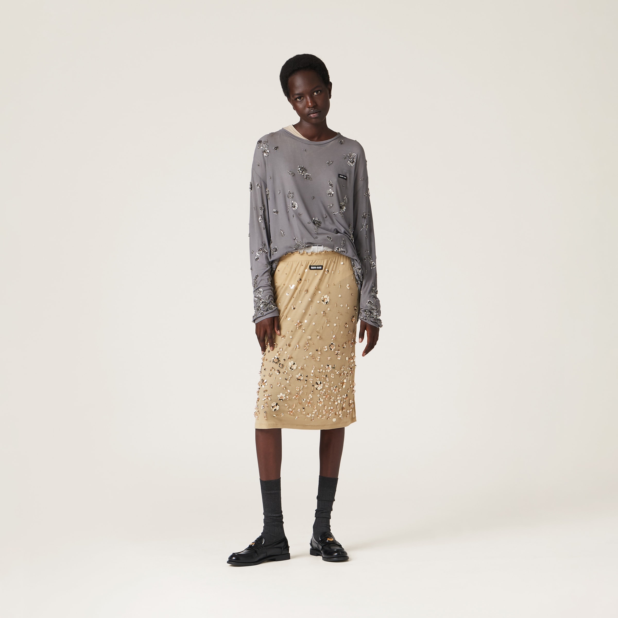 Embroidered garment-dyed ribbed knit jersey dress - 2