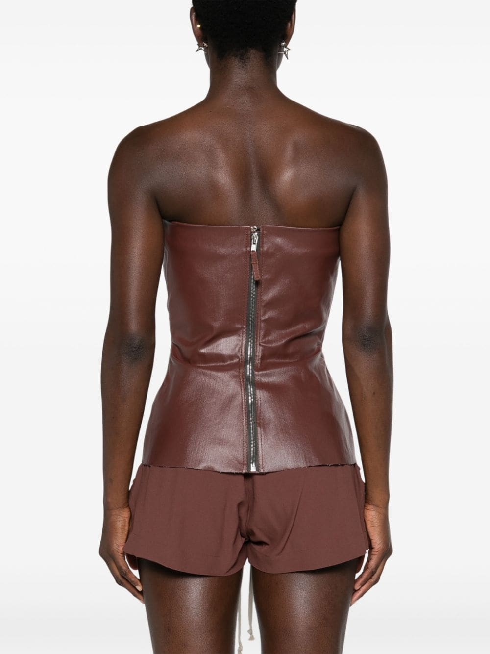 coated-denim bustier top - 4