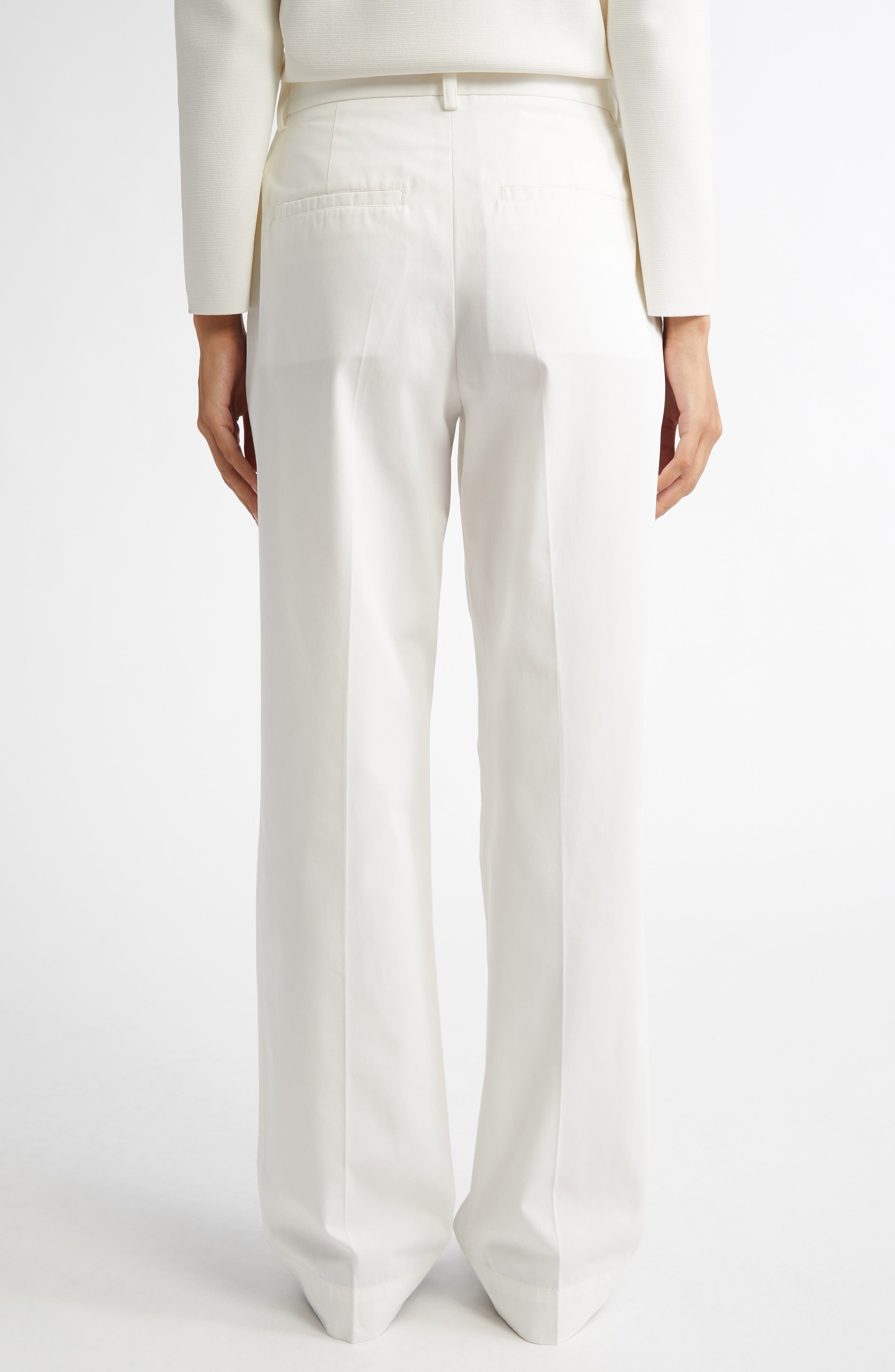 TOTEME Pleated Straight Leg Trousers in White at Nordstrom - 3
