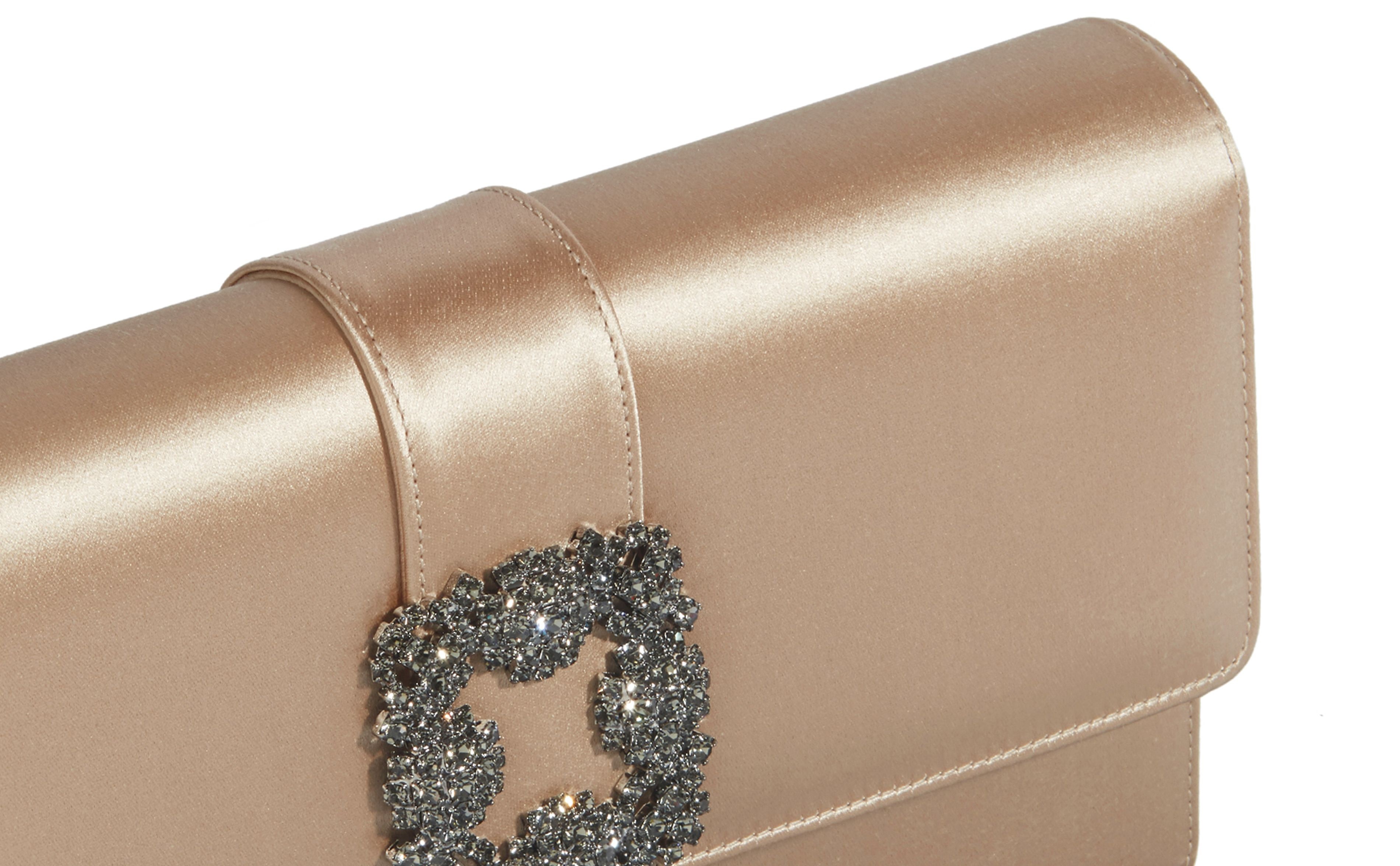 Blush Satin Jewel Buckle Clutch - 4