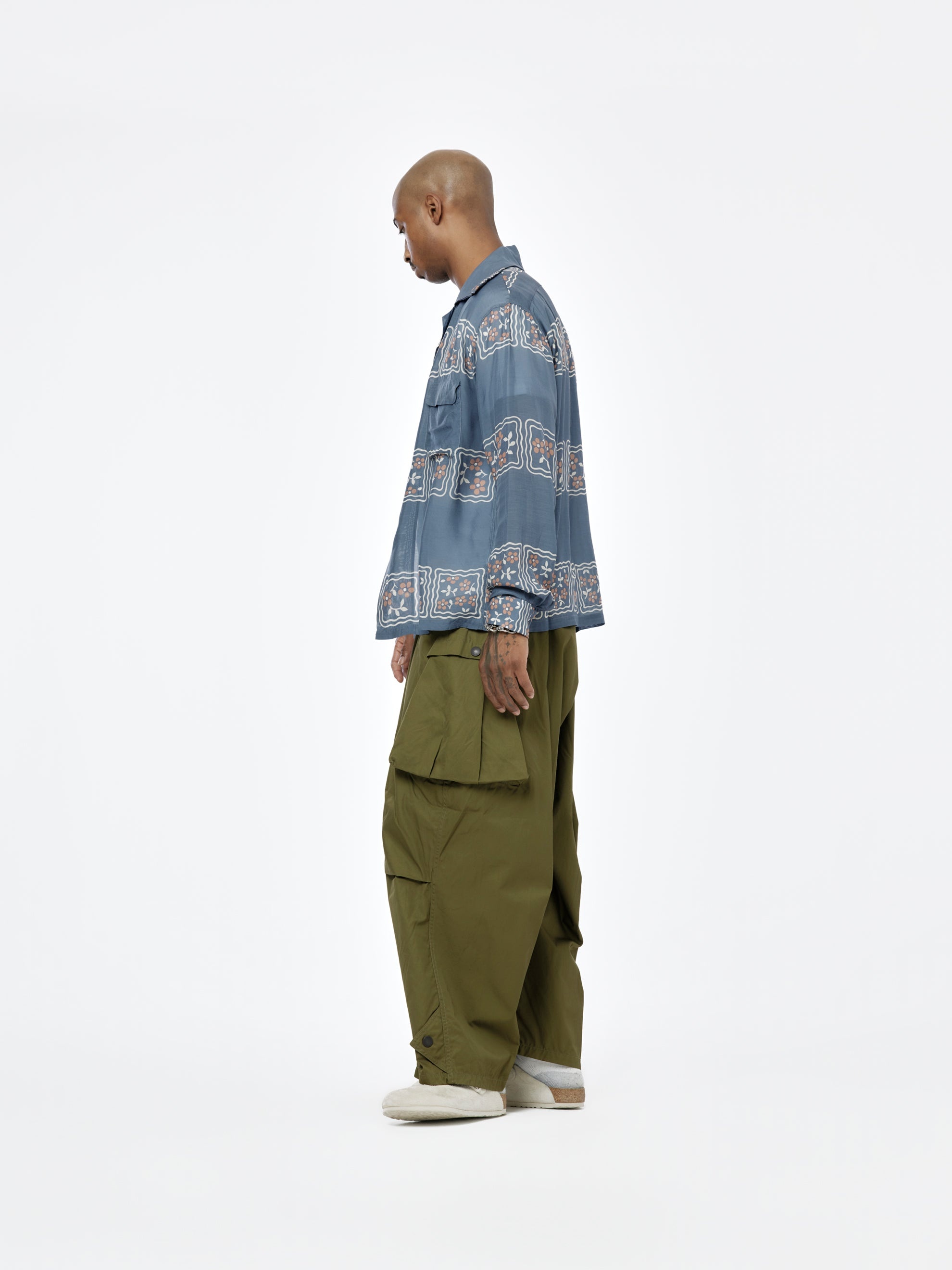 COMBINED GABERGINE AOZAI CARGO PANTS (KHAKI) - 4
