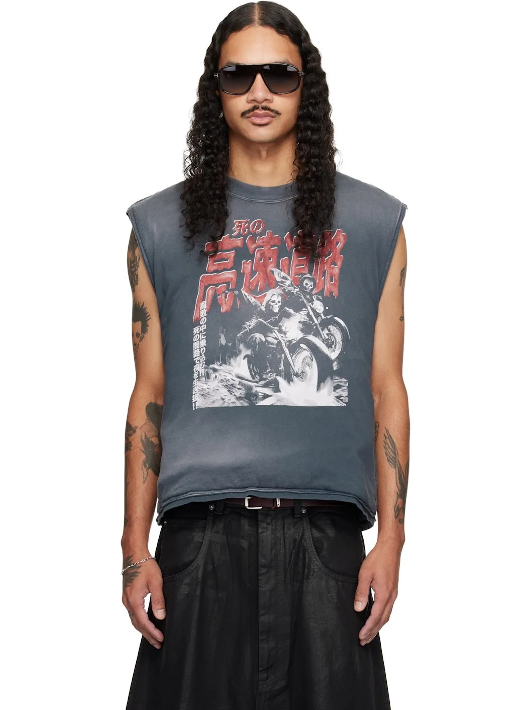 Gray Wadded Sleeveless T-shirt - 1