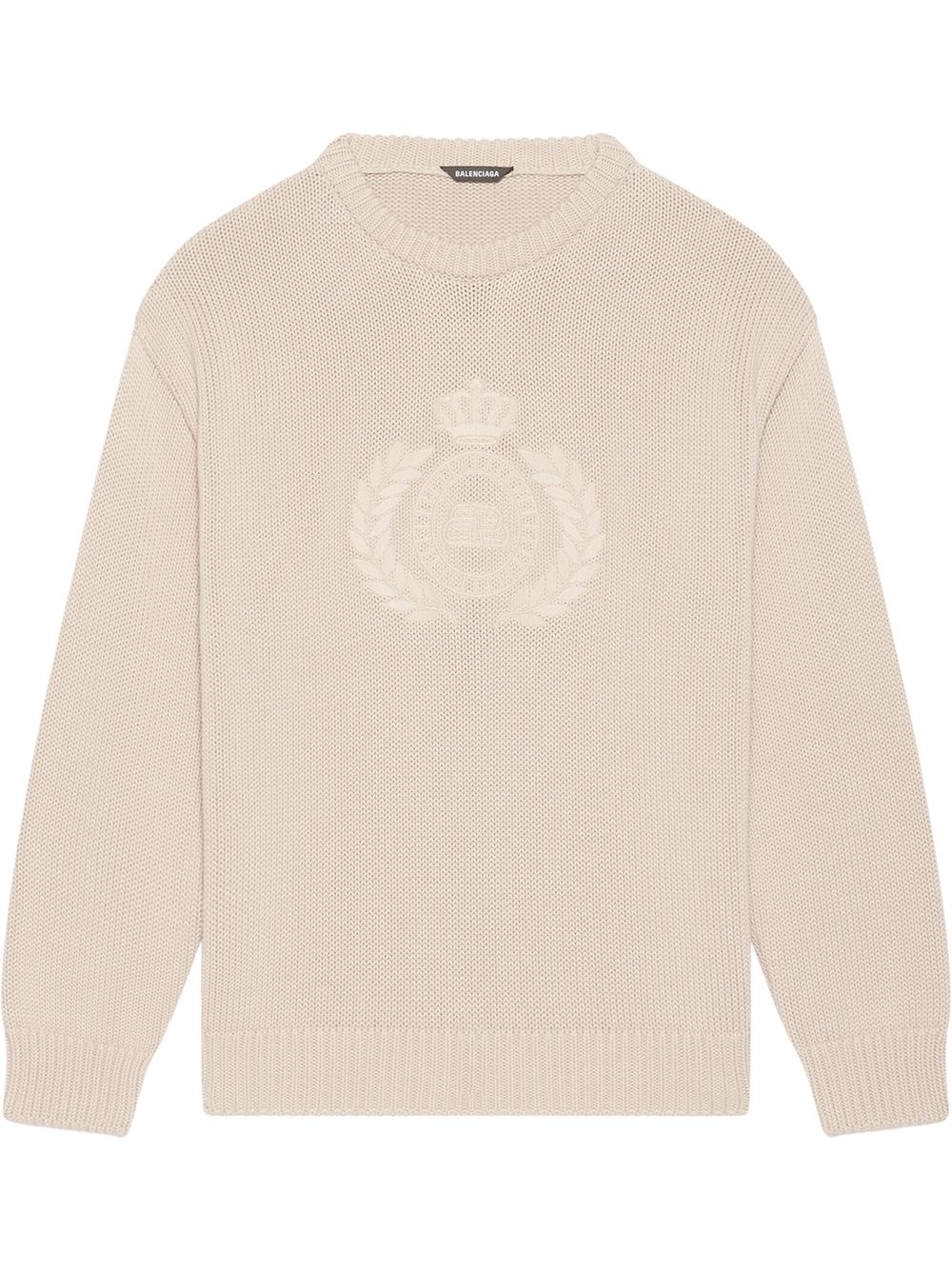 embroidered-design long-sleeve jumper - 1