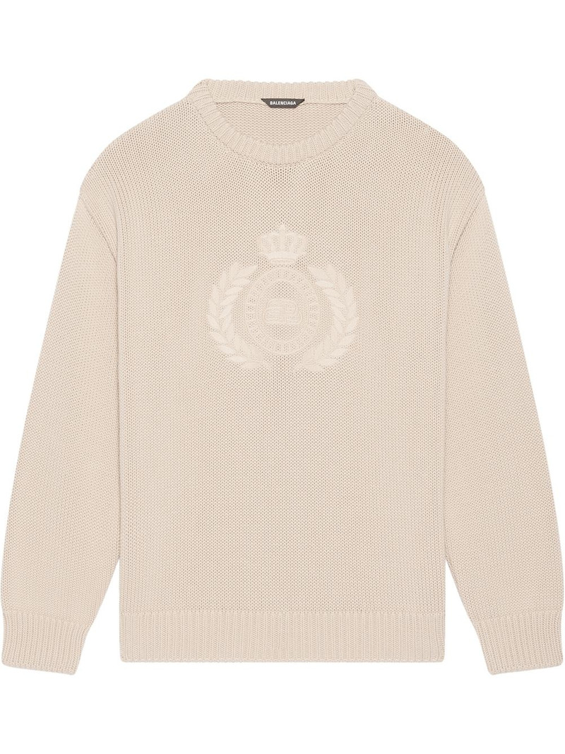 embroidered-design long-sleeve jumper - 1
