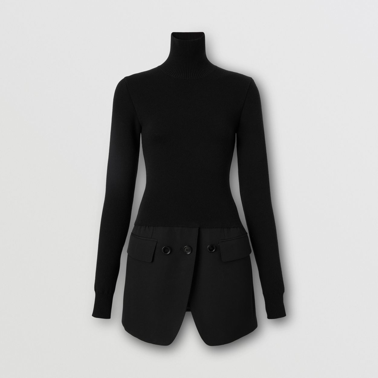 Jacket Detail Wool Turtleneck Sweater - 1