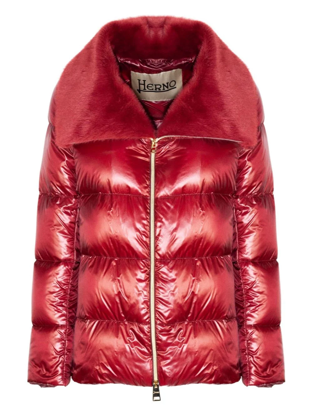 trimmed-collar quilted puffer jacket - 1