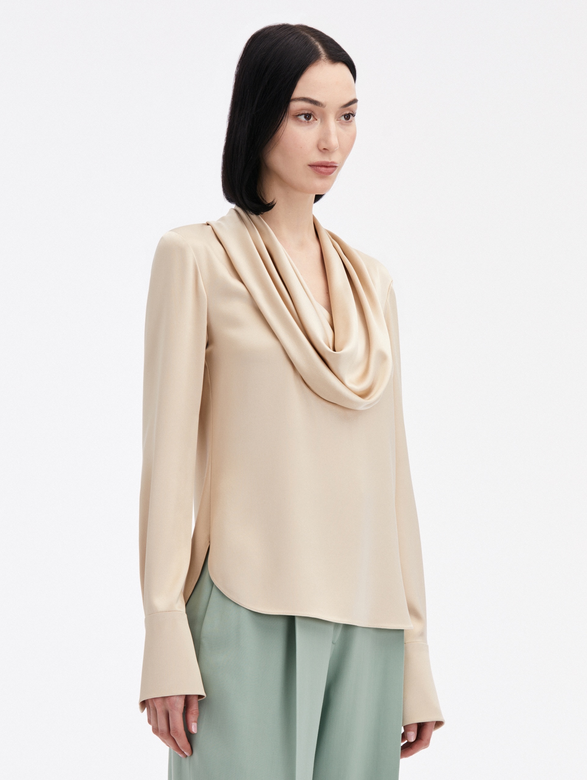 COWL NECK SATIN BLOUSE - 4