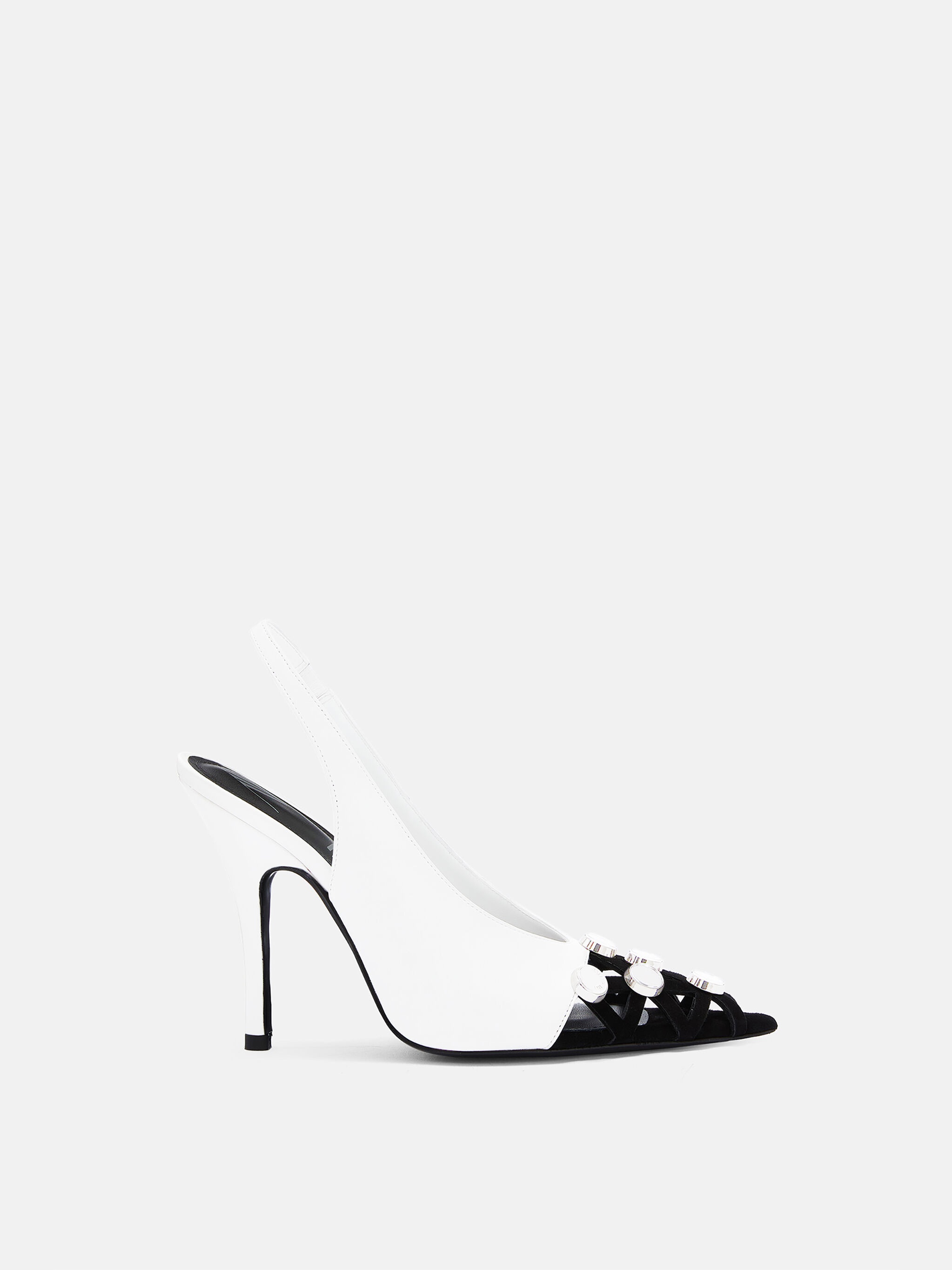 ''FIONA'' WHITE AND BLACK SLINGBACK - 1