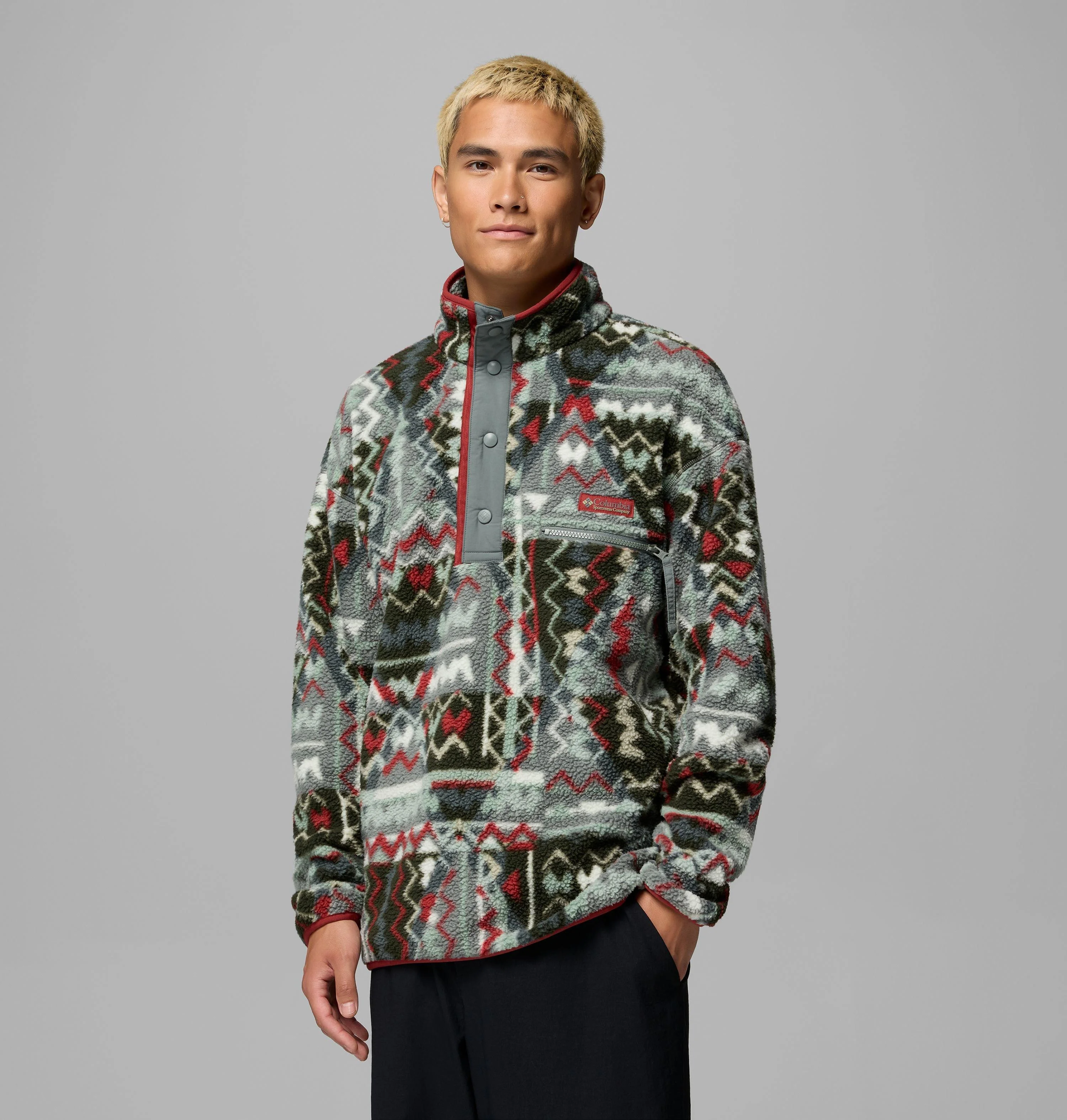 Men's Helvetia II Printed Half Snap Printed Fleece Pullover - 1
