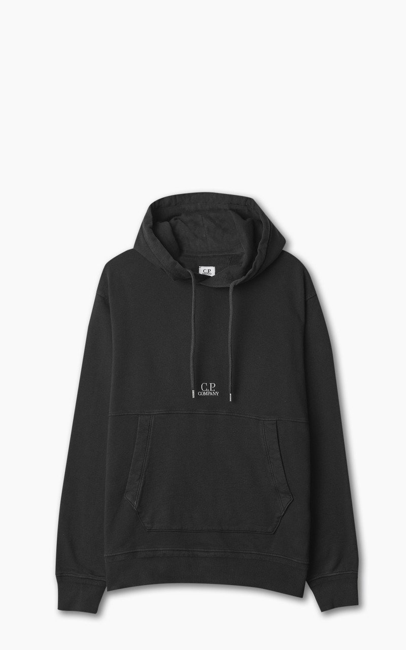 C.P. Company COTTON FLEECE LOGO HOODIE BLACK | cultizm