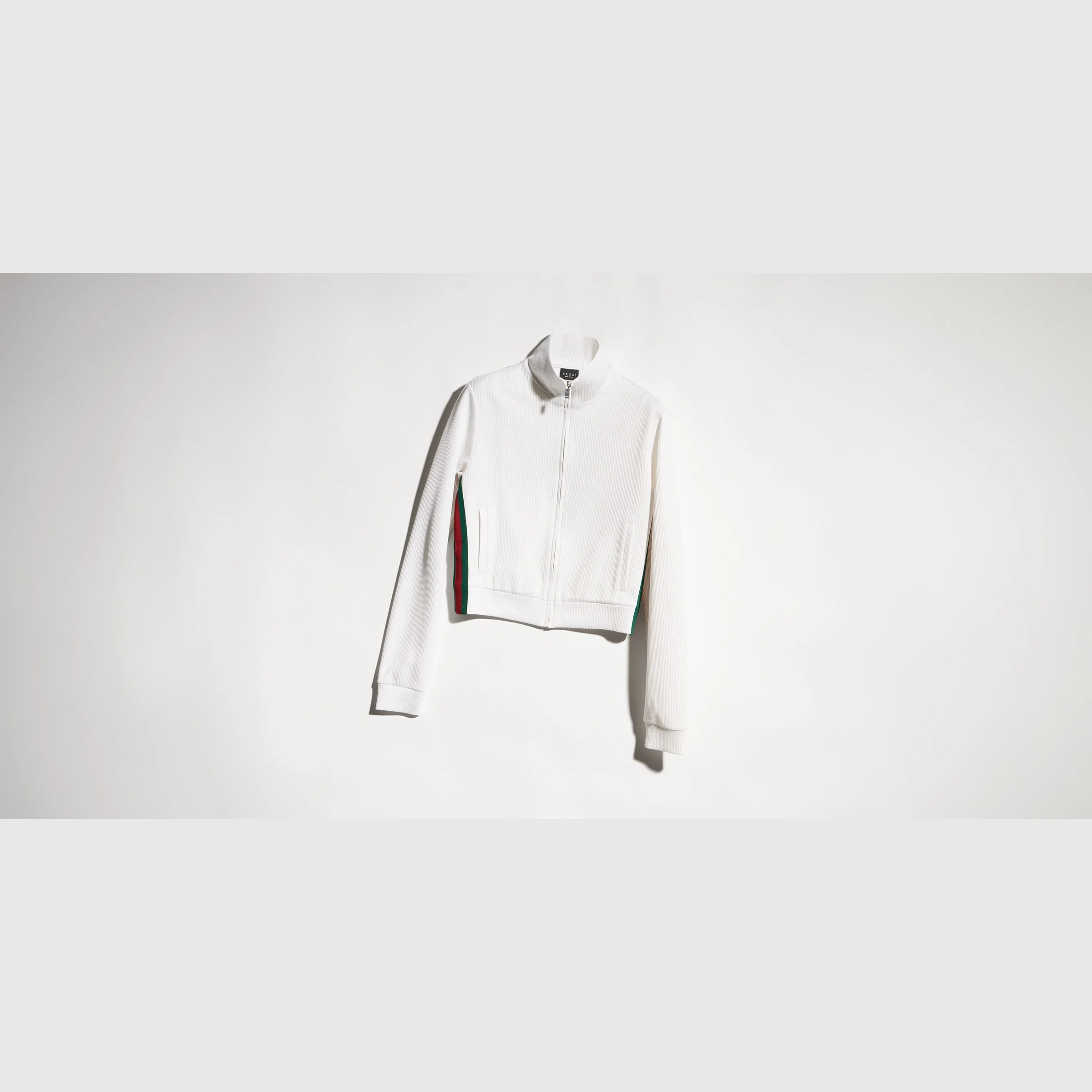 Rib cotton zip sweatshirt with Web - 1
