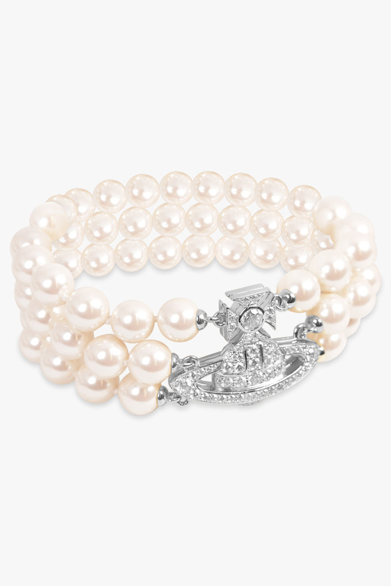 Vivienne Westwood GRAZIELLA THREE ROW PEARL BRACELET | WHITE/SILVER outlook