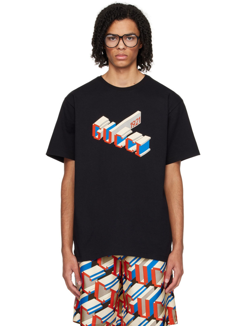 Black Printed T-Shirt - 1