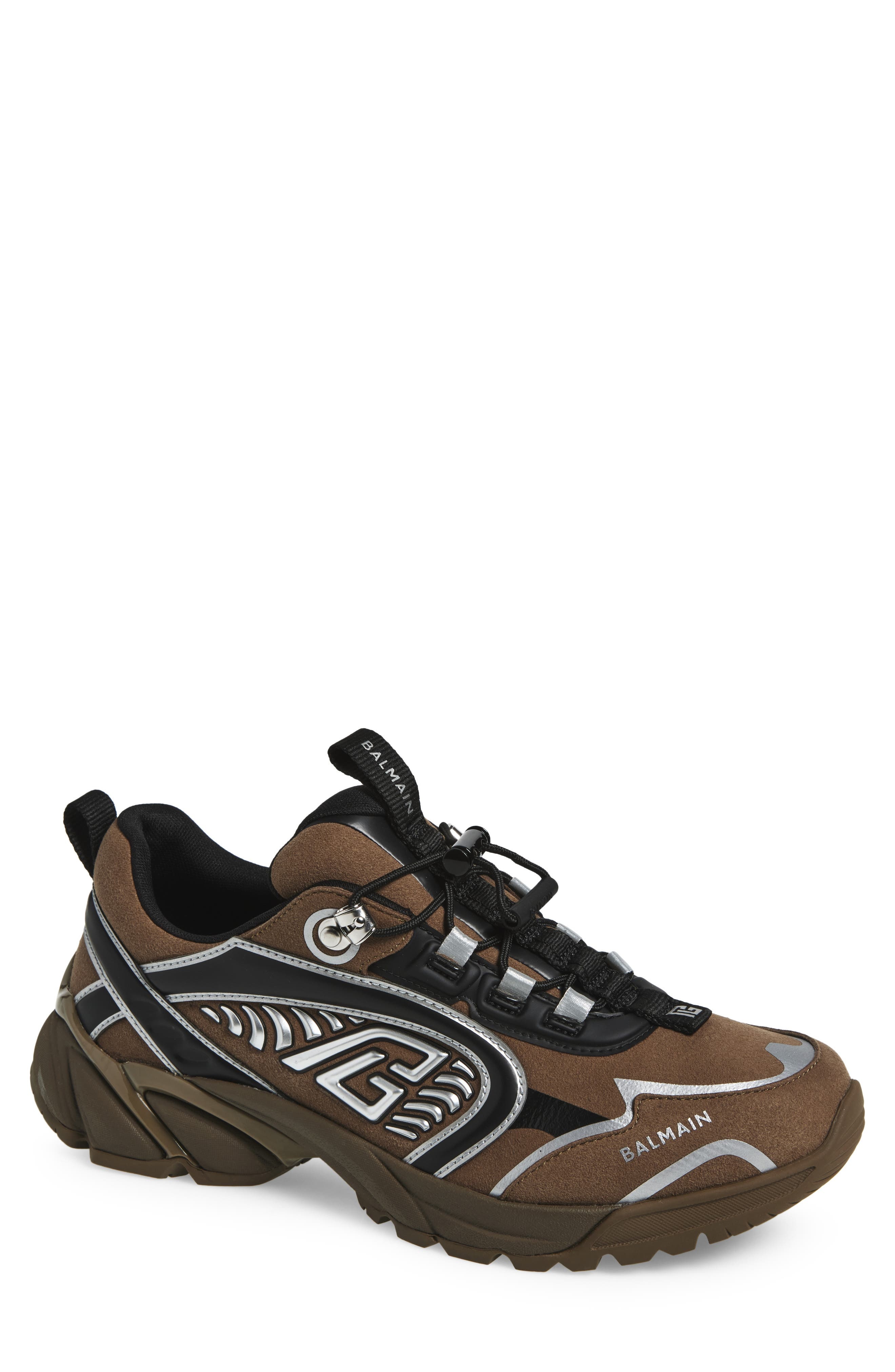 Balmain Cosmic Dust Low Top Sneaker in Argent/Kaki at Nordstrom - 1