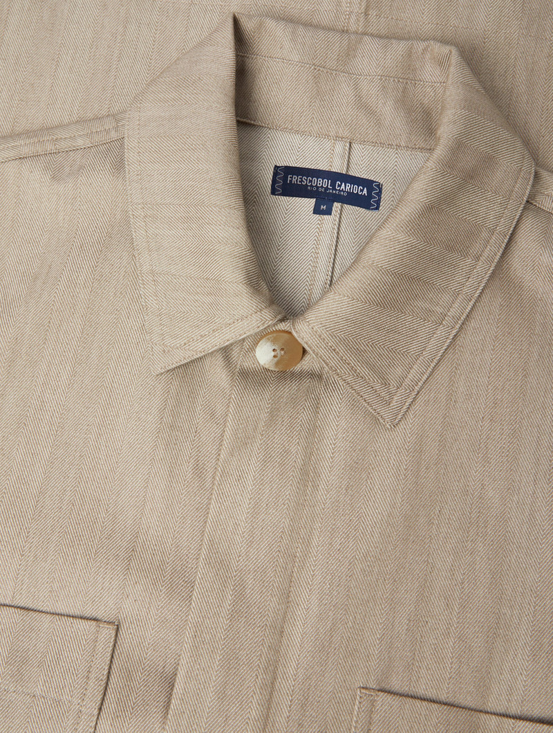 FRESCOBOL CARIOCA FONTES DENIM HERRINGBONE OVERSHIRT outlook