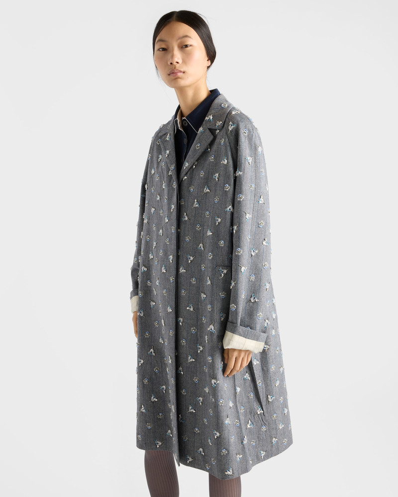 Single-breasted embroidered pinstripe coat 3