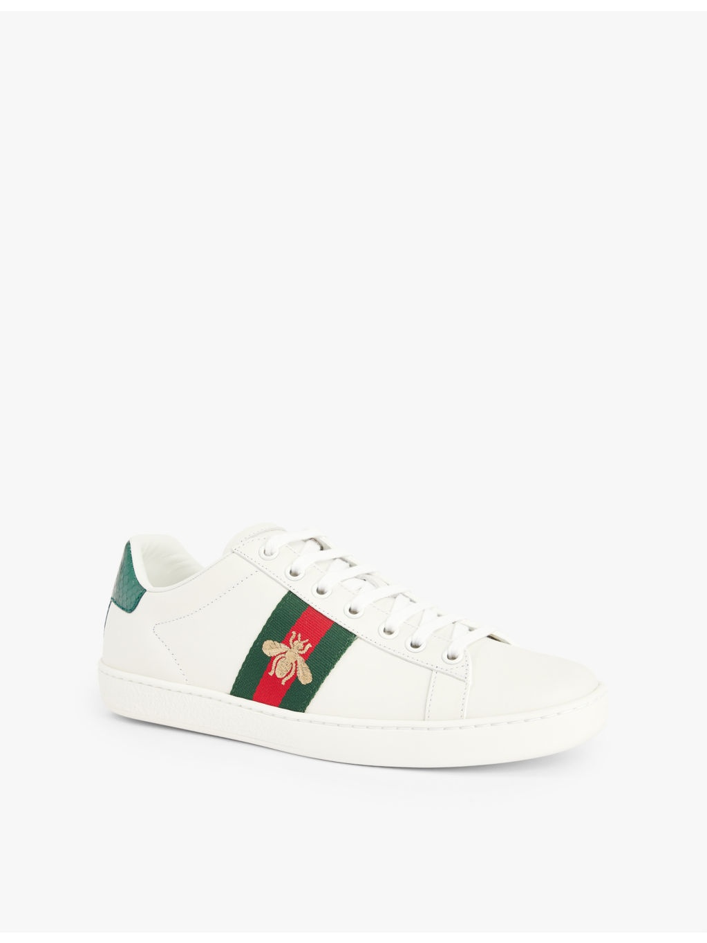 Ace bee-embroidered leather trainers - 3