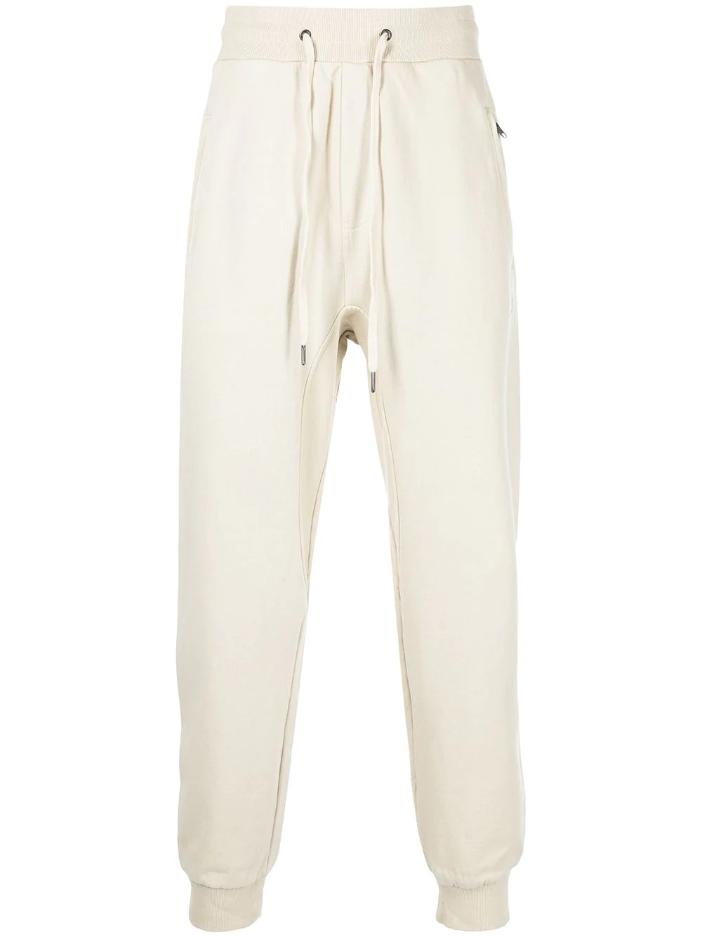 drawstring-waist cotton track trousers - 1