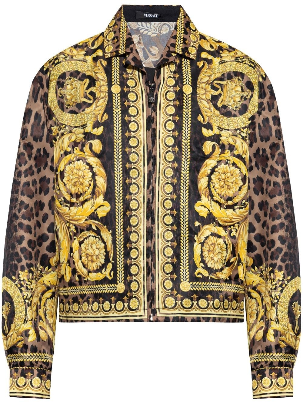 Barocco-print zip-up shirt jacket - 1