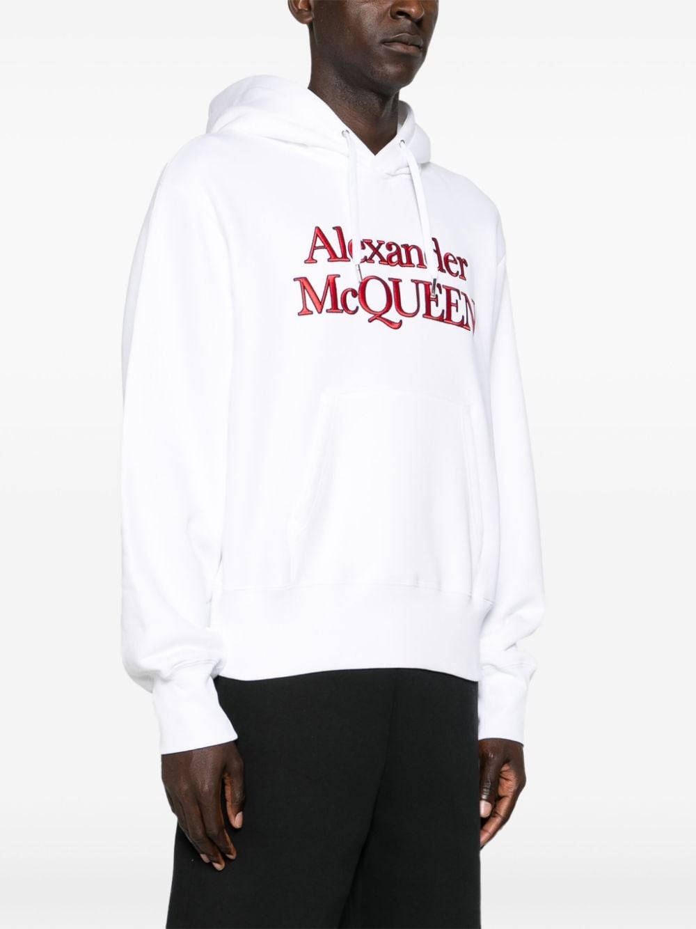 logo-embroidered cotton hoodie - 3