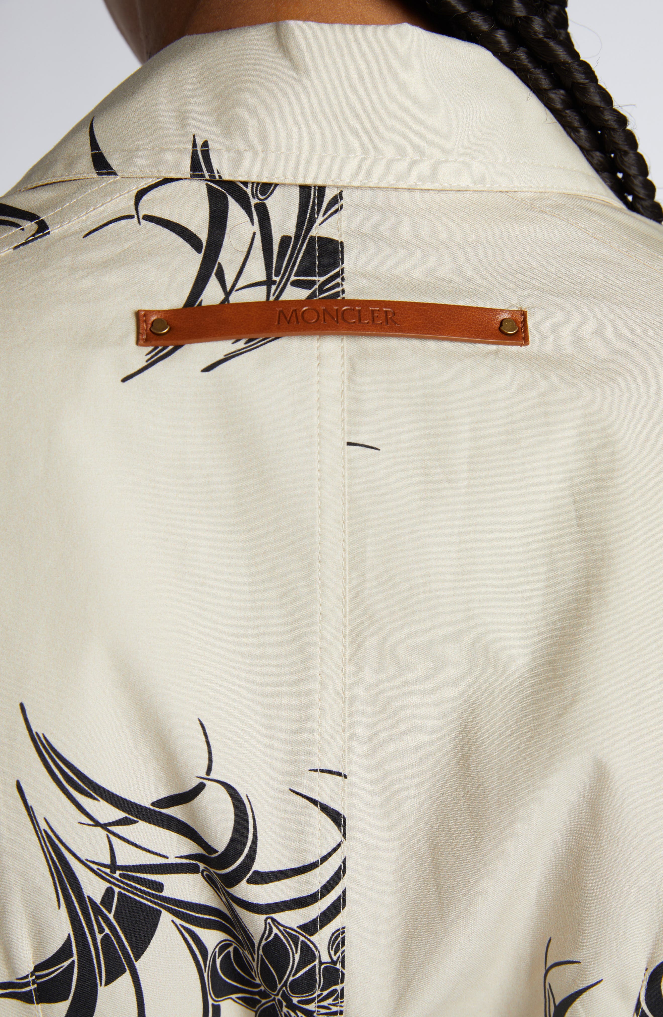 Moncler Floral Print Cotton Belted Shirtdress in Light Beige Print at Nordstrom - 5