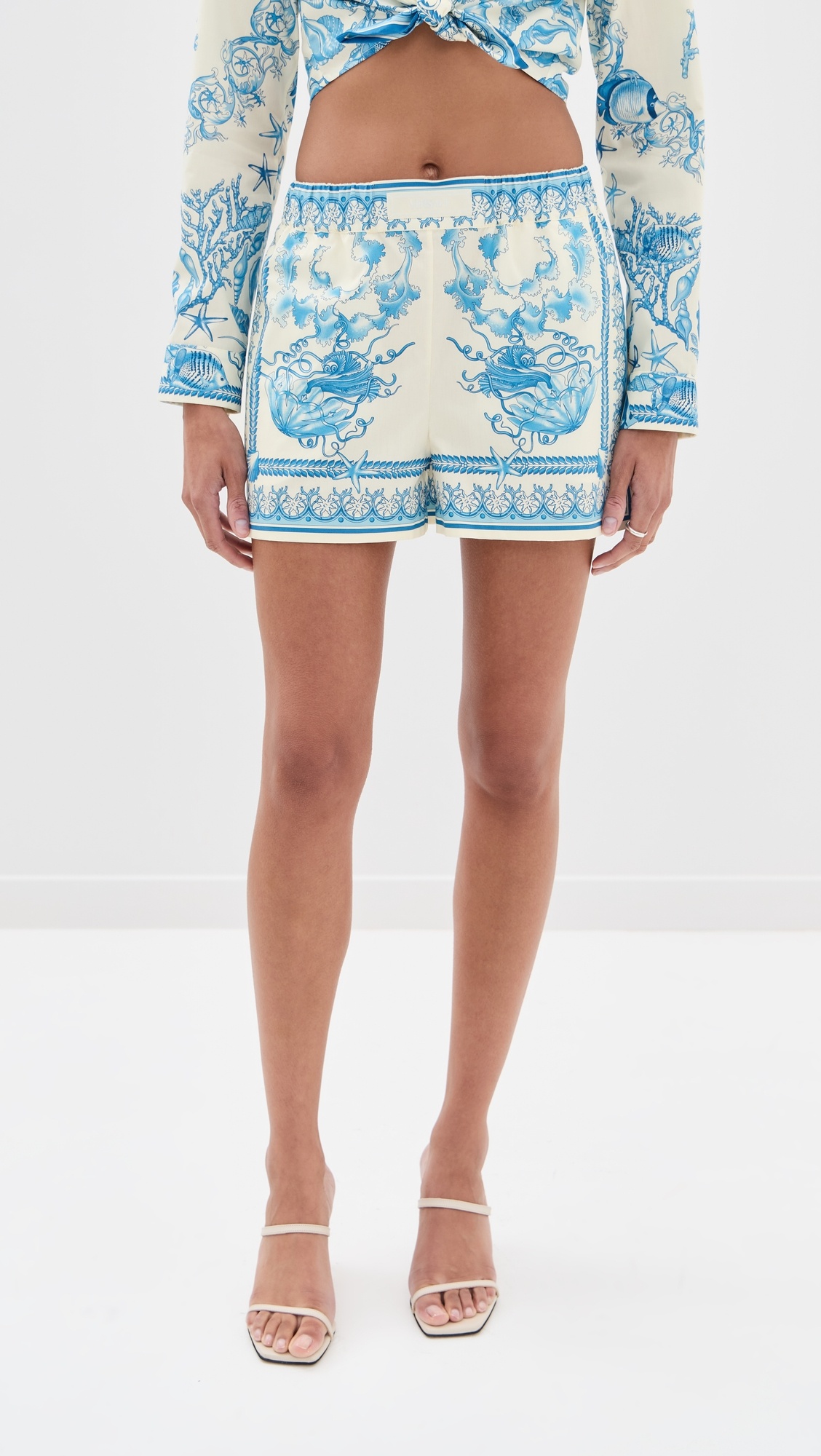 Underwater Barocco Bicolour Foulard Cotton Poplin Shorts - 2