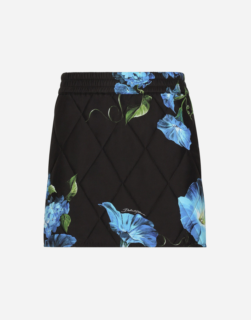 Fabric miniskirt with bluebell print 1