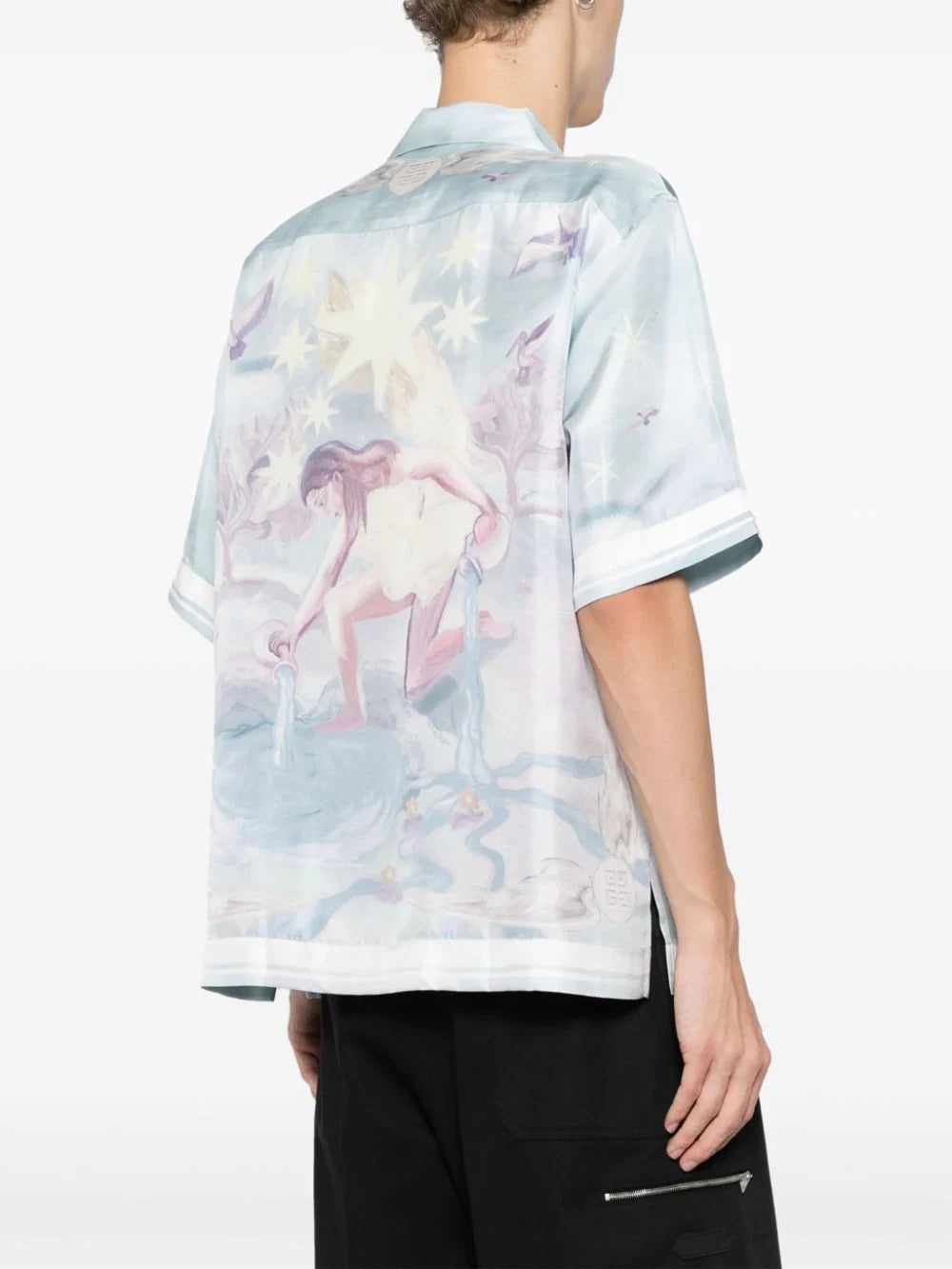BOXY FIT PRINTED SILK SHIRT - 4