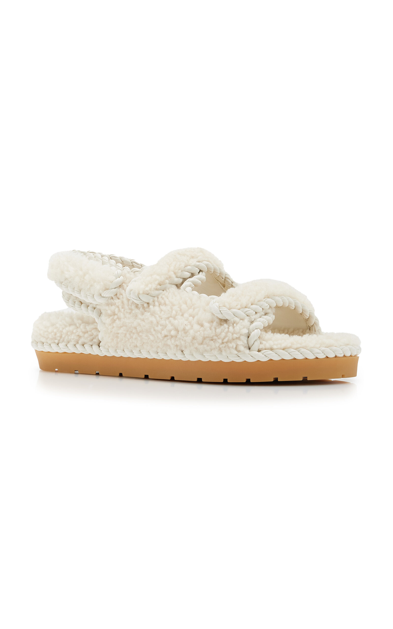 Jack Shearling Slingback Sandals white - 5
