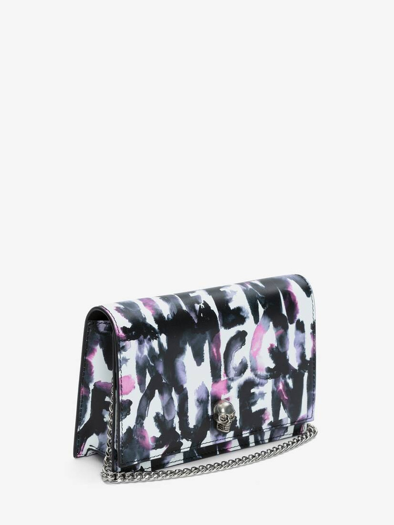 Alexander McQueen Women's Watercolour Graffiti Small Skull Bag in Multicolor outlook