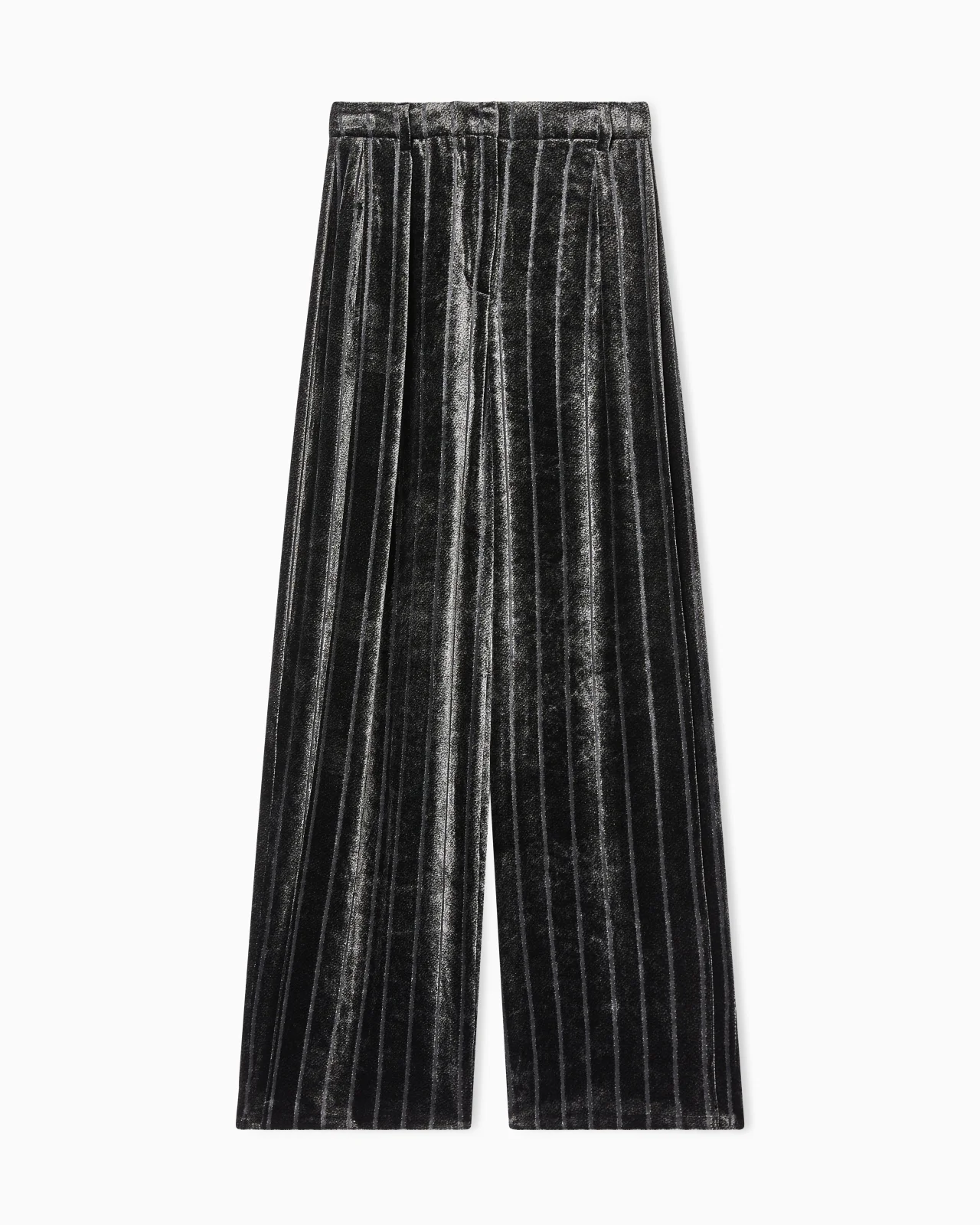 VELVET TROUSERS WITH PLEATS WITH A DEVORÉ PINSTRIPED MOTIF - 1