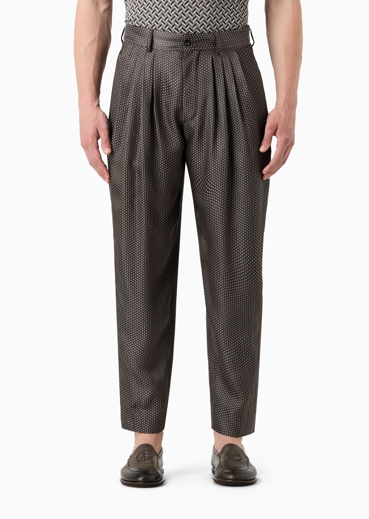 ASV viscose-blend jacquard trousers with darts - 2