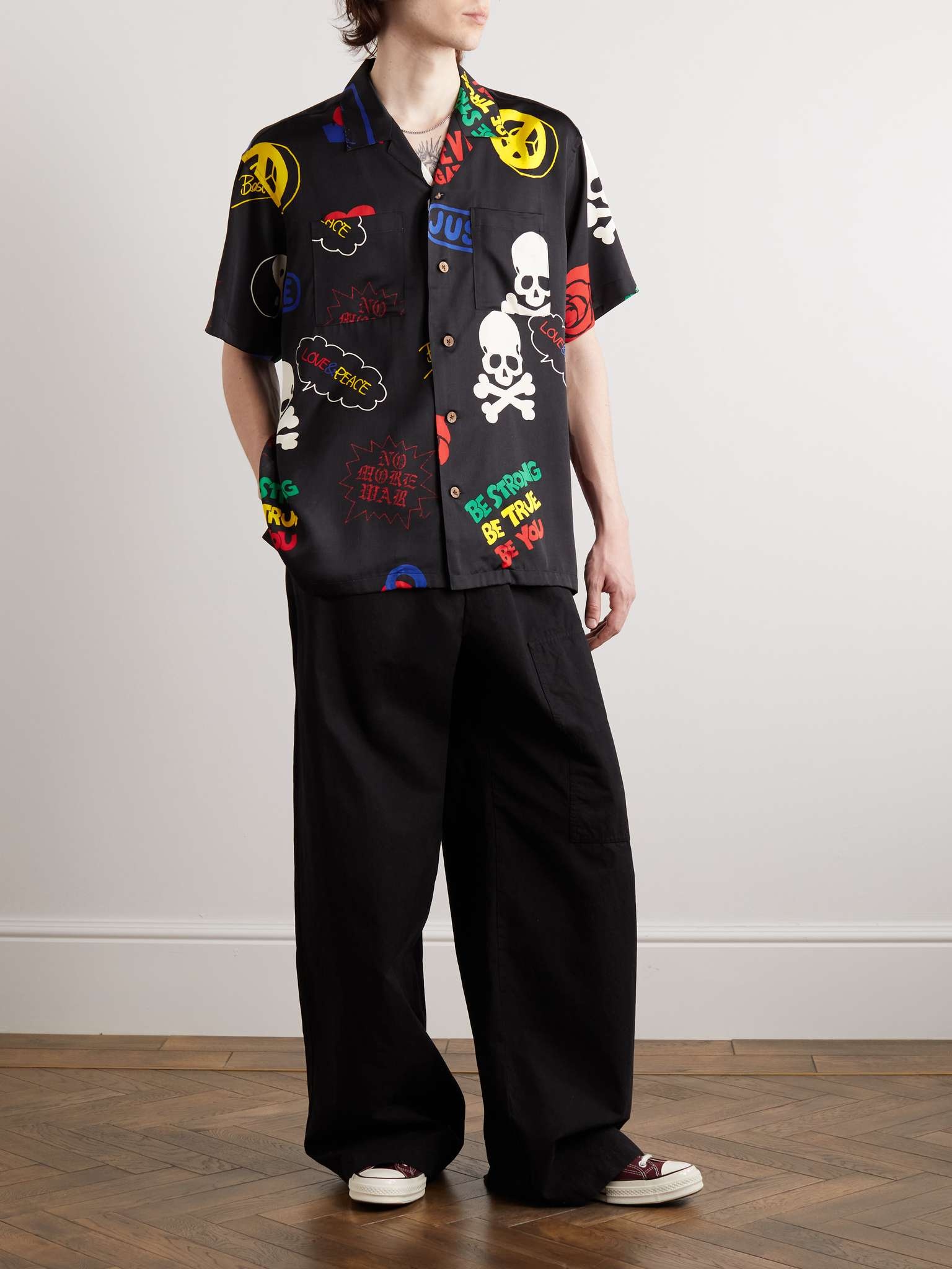 Camp-Collar Printed Silk-Satin Shirt - 2