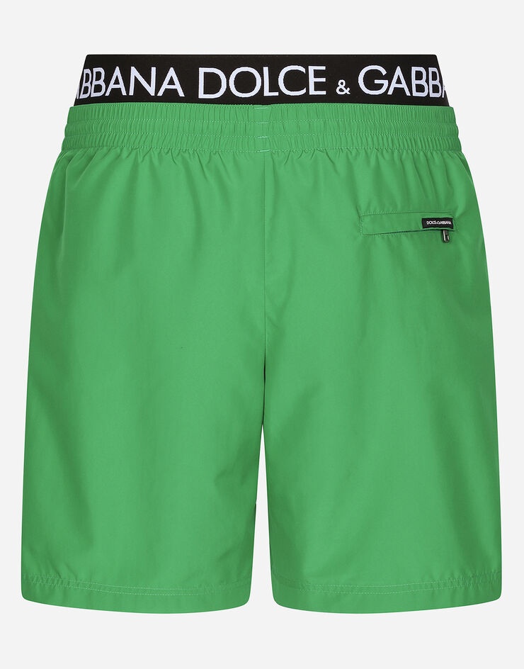 Mid-length swim trunks with branded band - 2