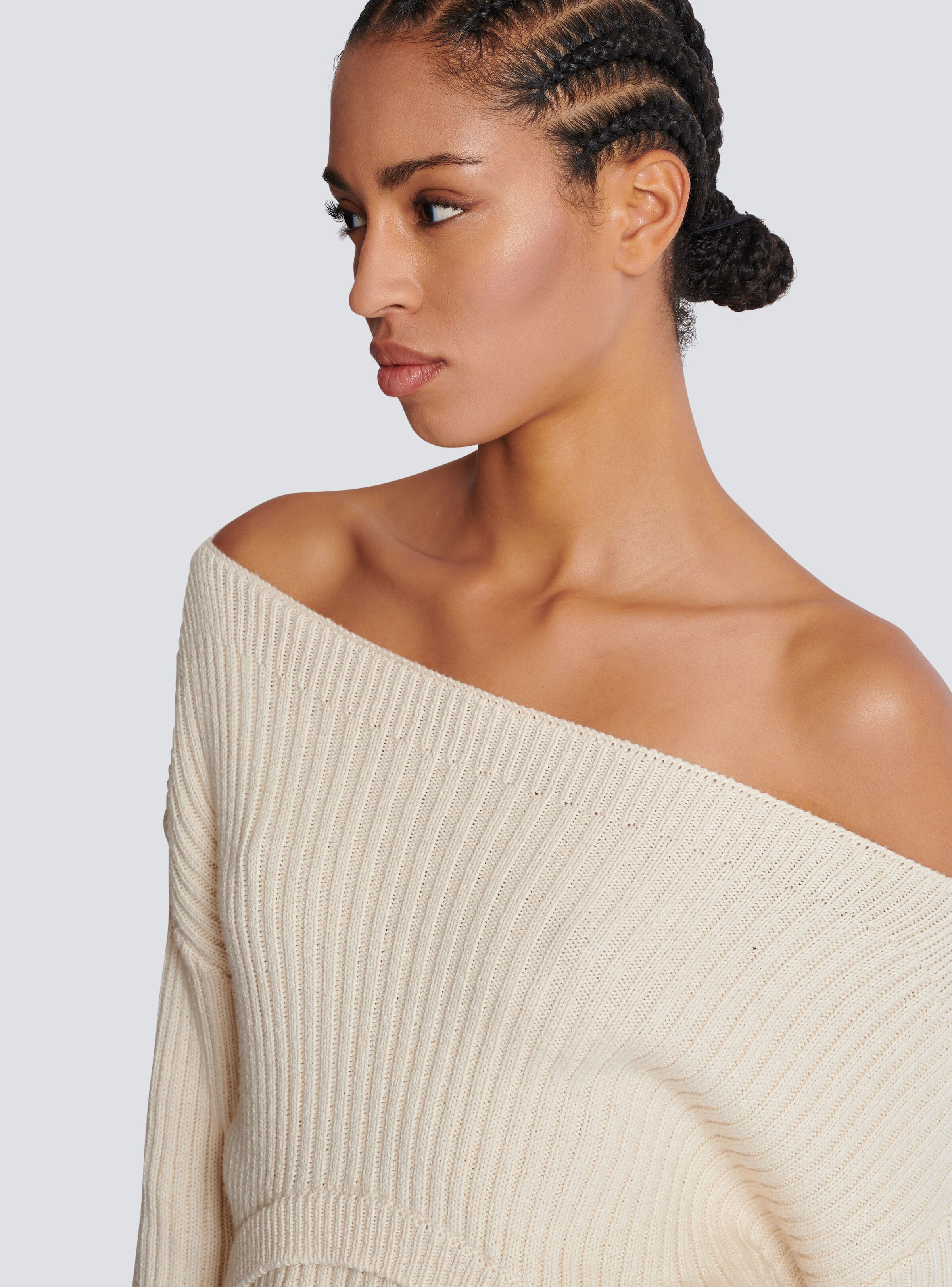 Boat neck optical illusion ribbed crop top - 7