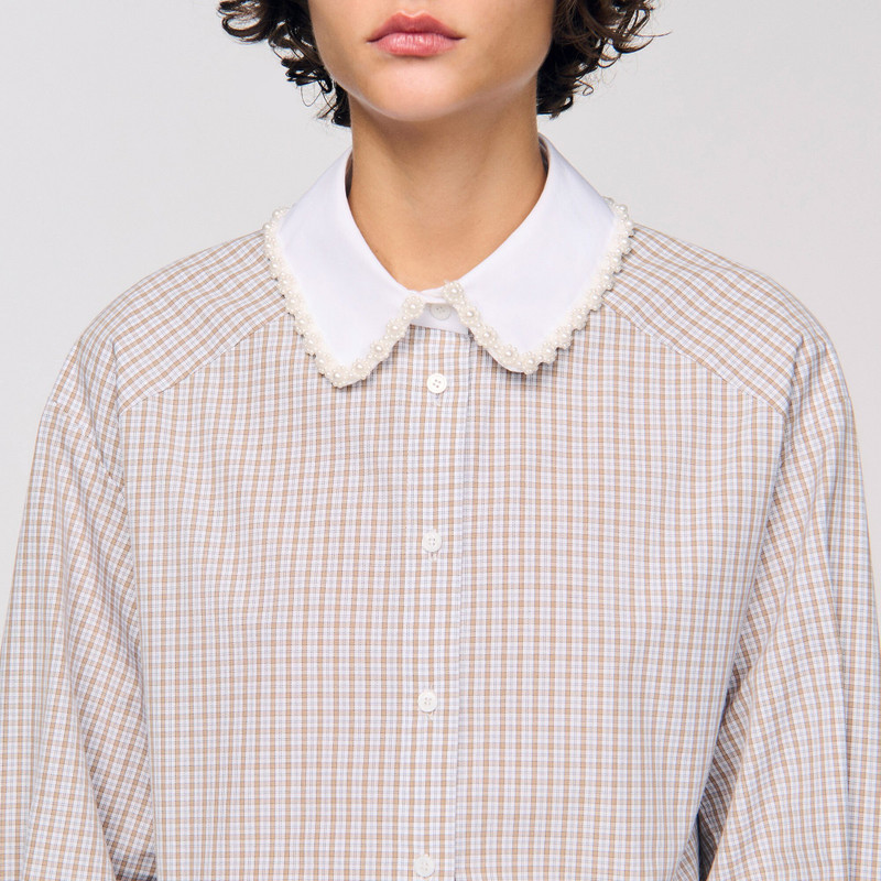 PLAID AND PEARL COLLAR SHIRT 4
