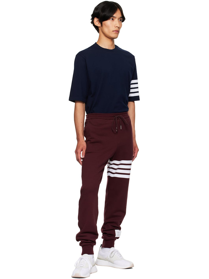 Thom Browne Burgundy Classic Loopback 4-Bar Sweatpants outlook
