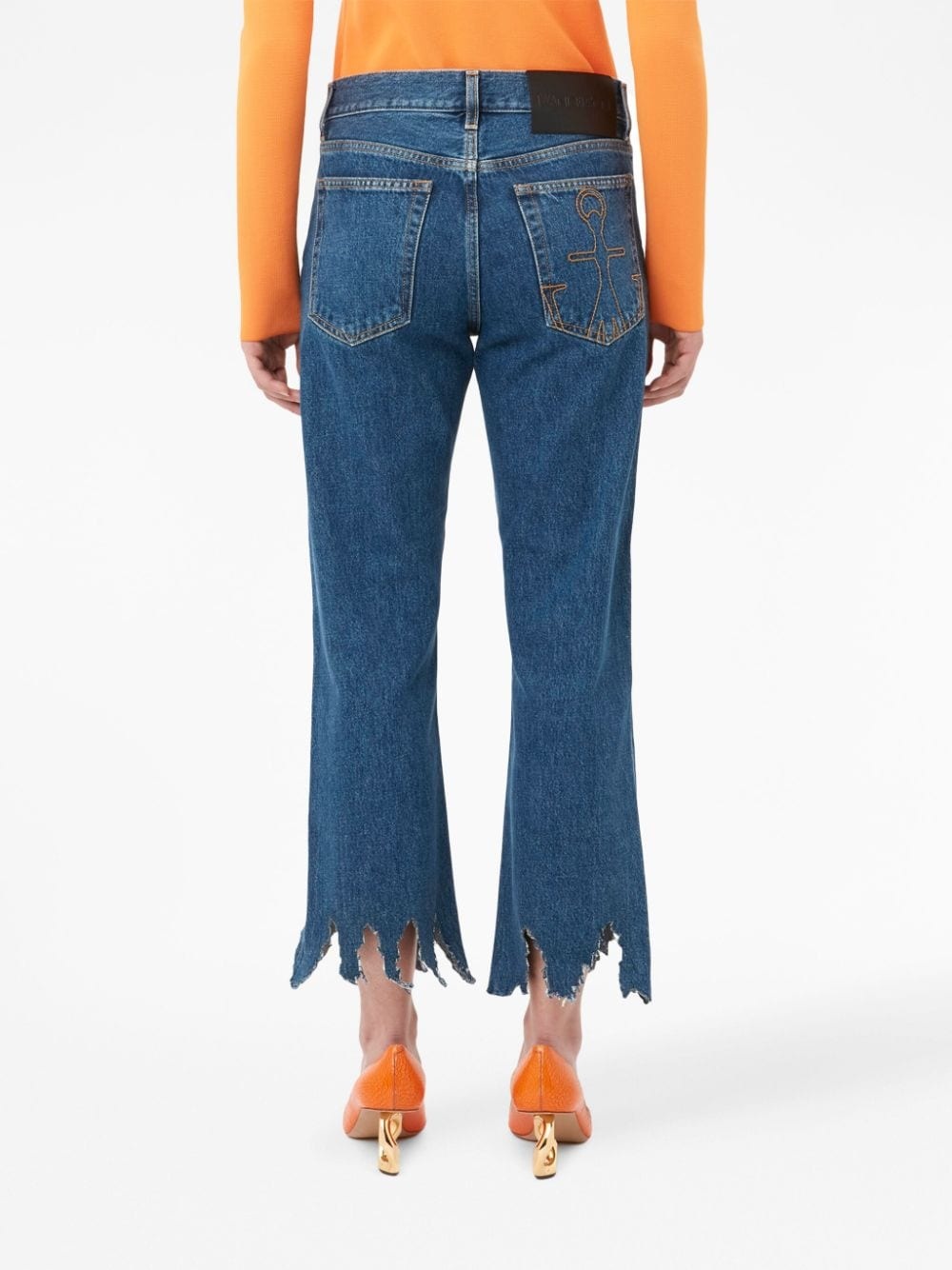 logo-patch laser-cut detail straight-leg jeans - 3