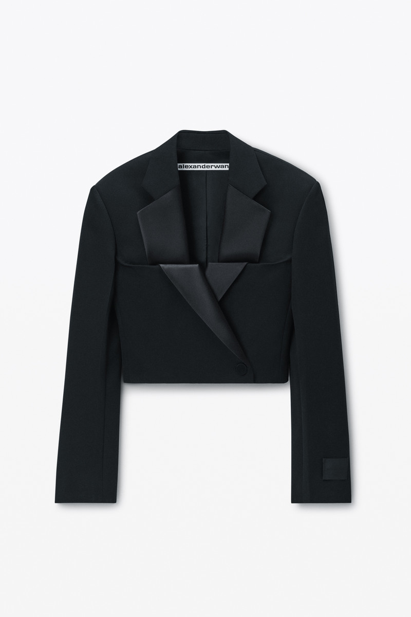 Double-Breasted Tuxedo Cropped Blazer - 1