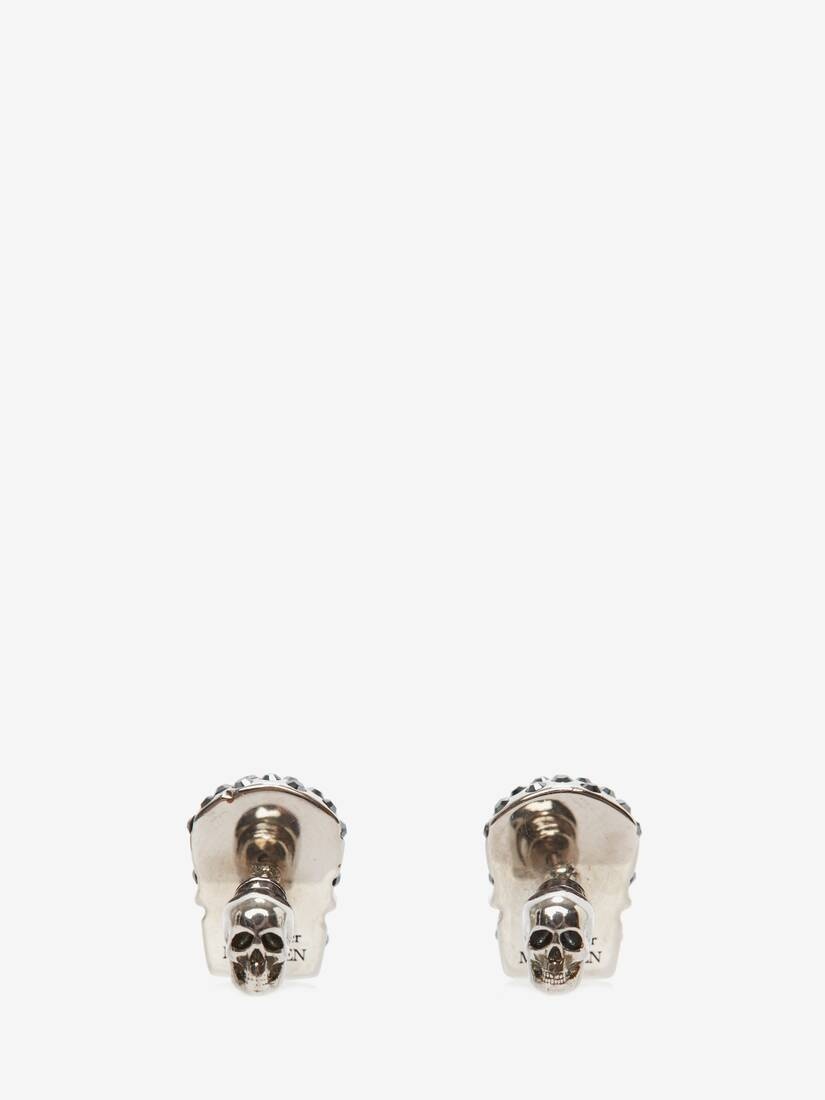 Pave Skull Pin Badge in Antique Silver - 3