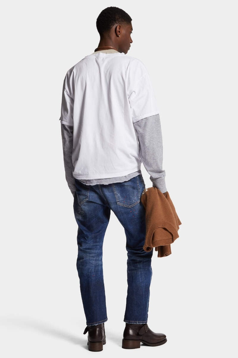DARK BROKEN KNEE WASH BRO JEANS 4