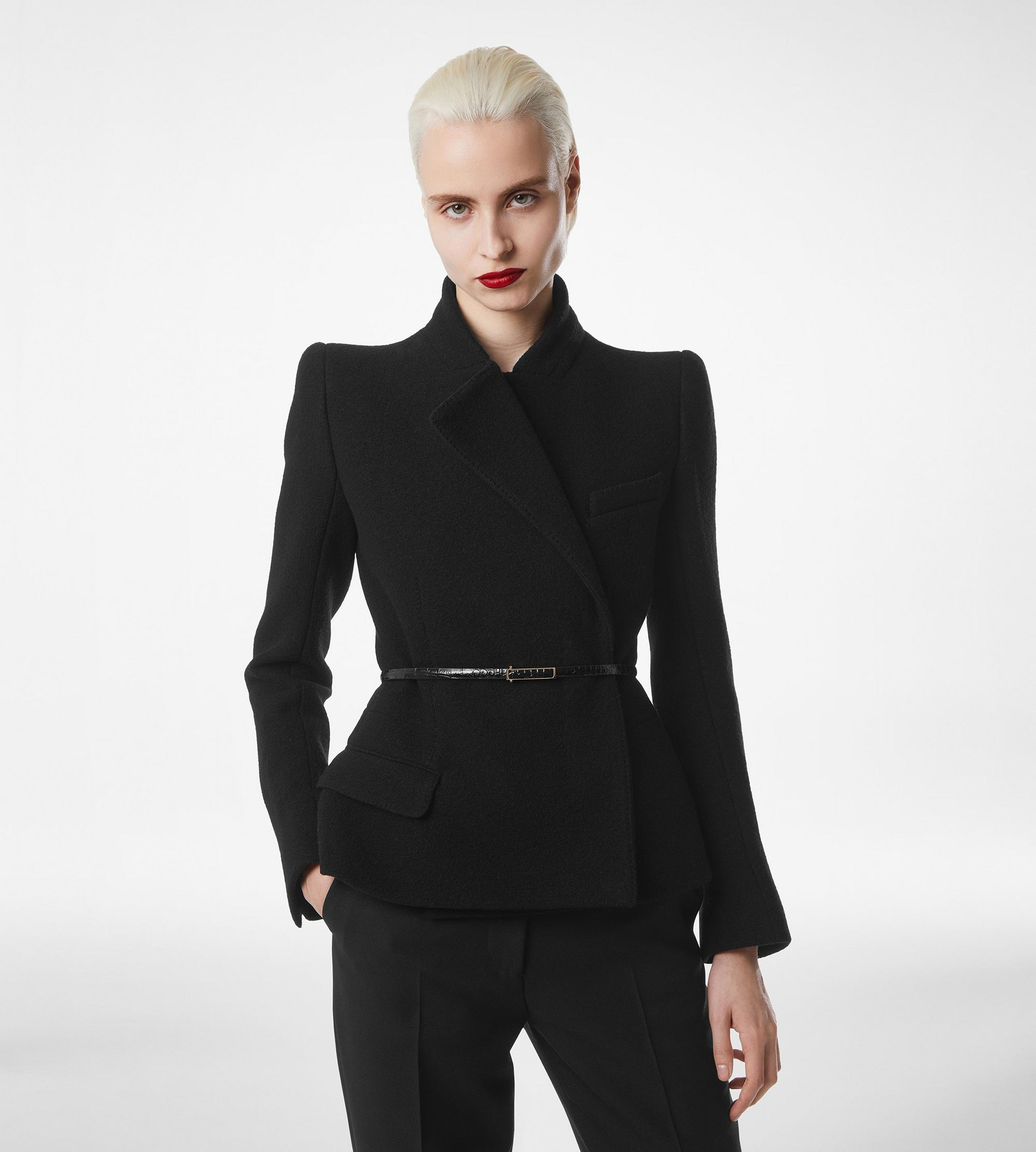 COMPACT STRETCH BOUCLE' WRAP JACKET - 3