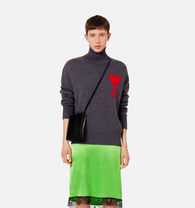AMI Paris Ami De Coeur Funnel Neck Sweater outlook