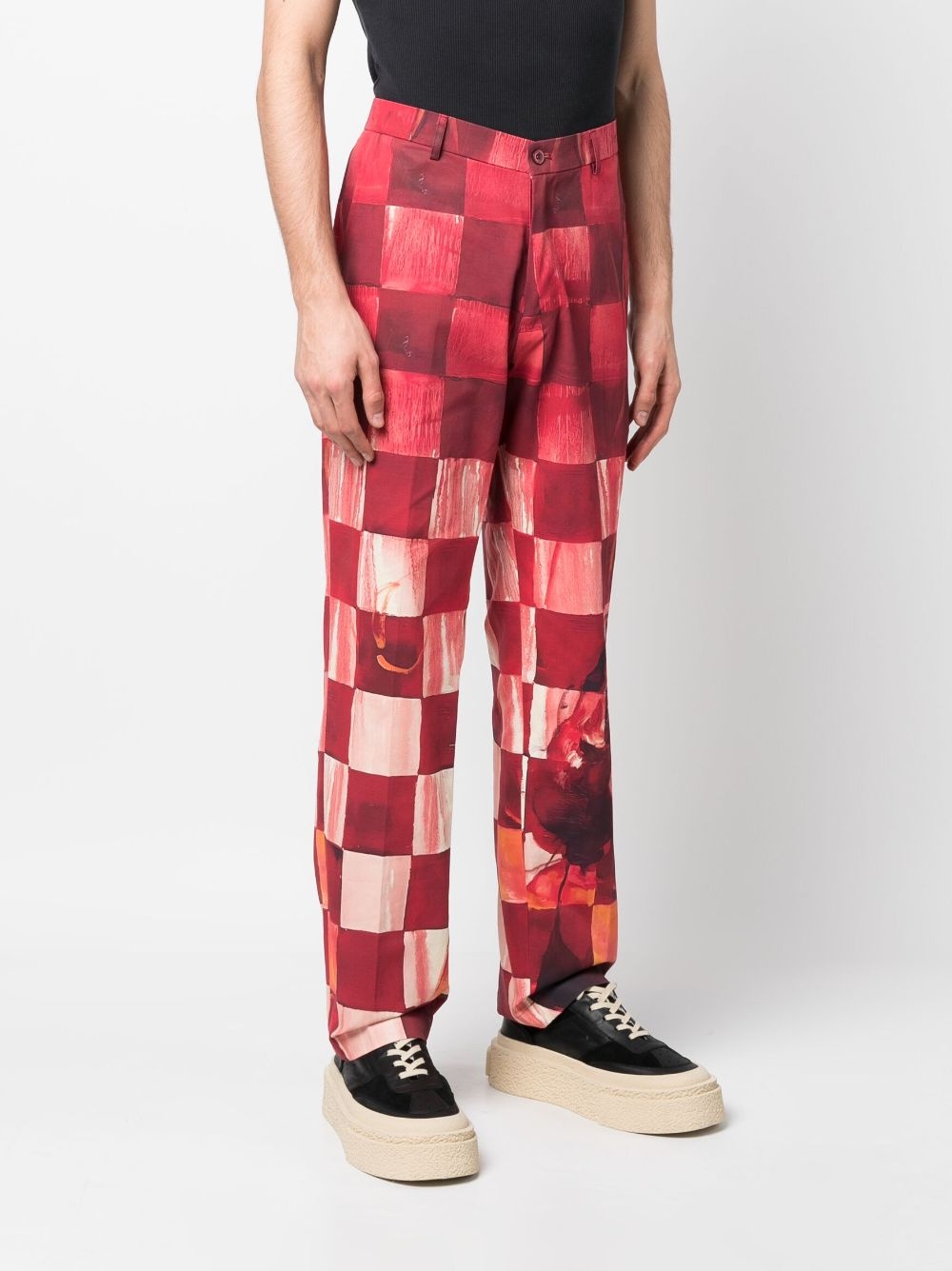 chess patchwork cotton corduroy trousers - 3