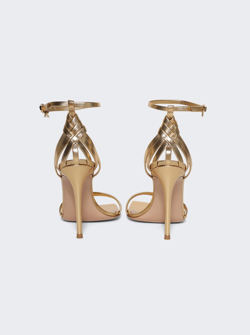 Metallic Leather High Heel Sandals Gold 4