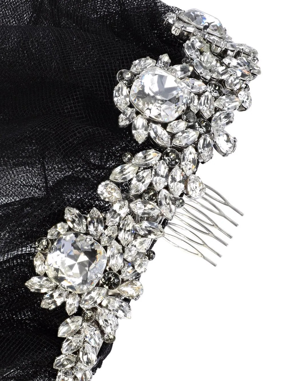 rhinestone-embellished tulle veil headband - 4