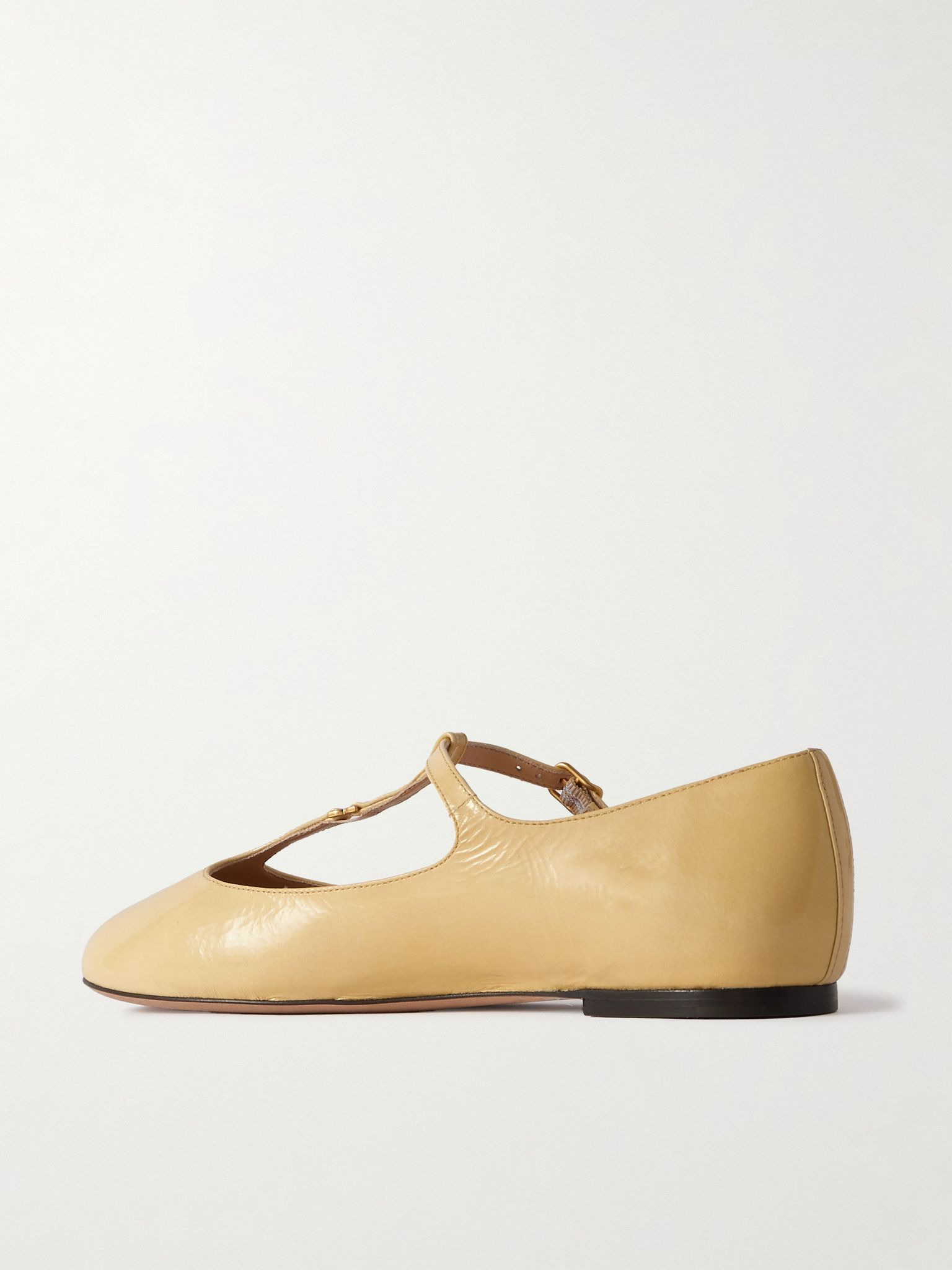 Marcie embellished patent-leather ballet flats Pastel yellow - 3