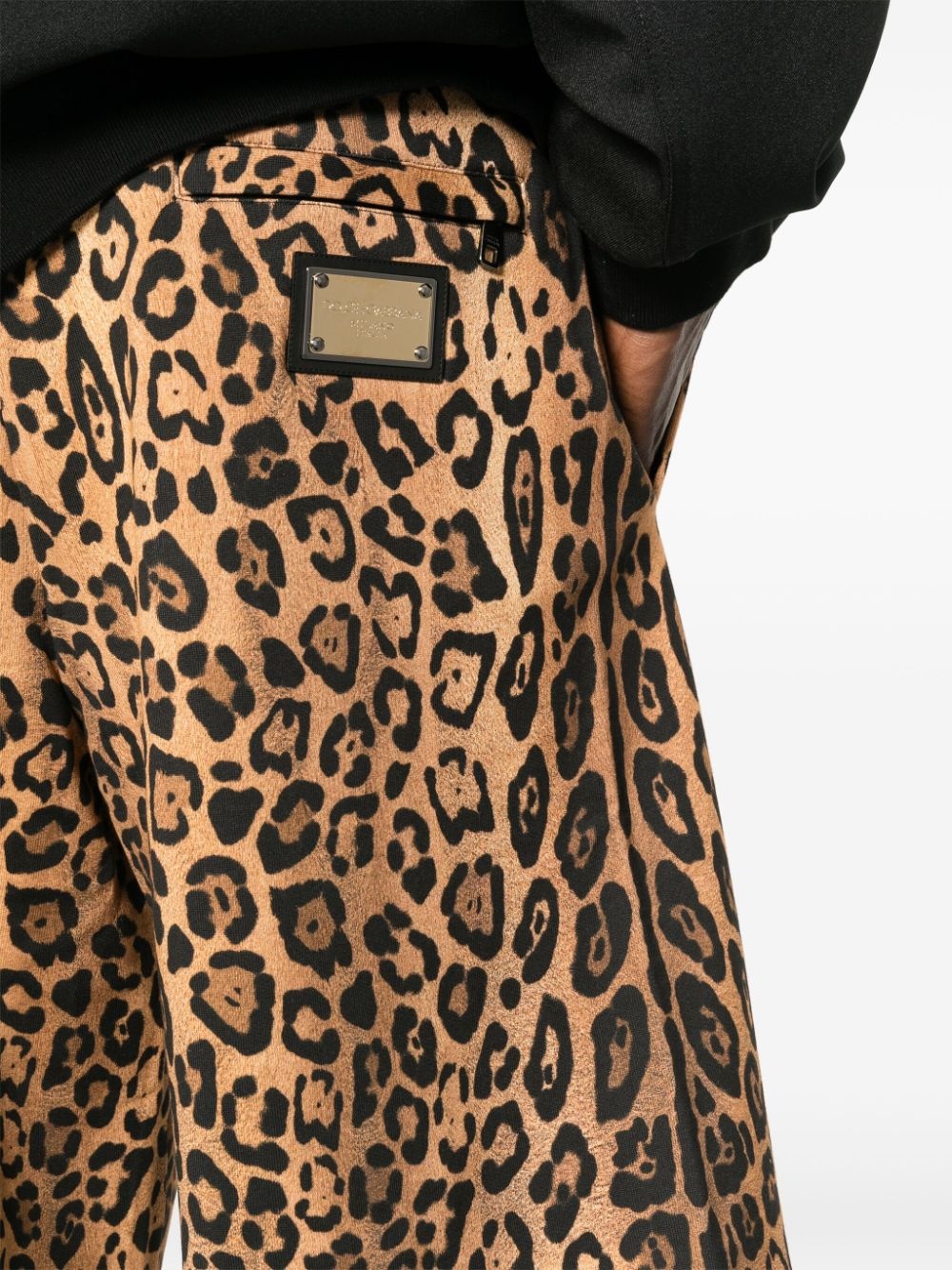 cheetah-print track shorts - 5