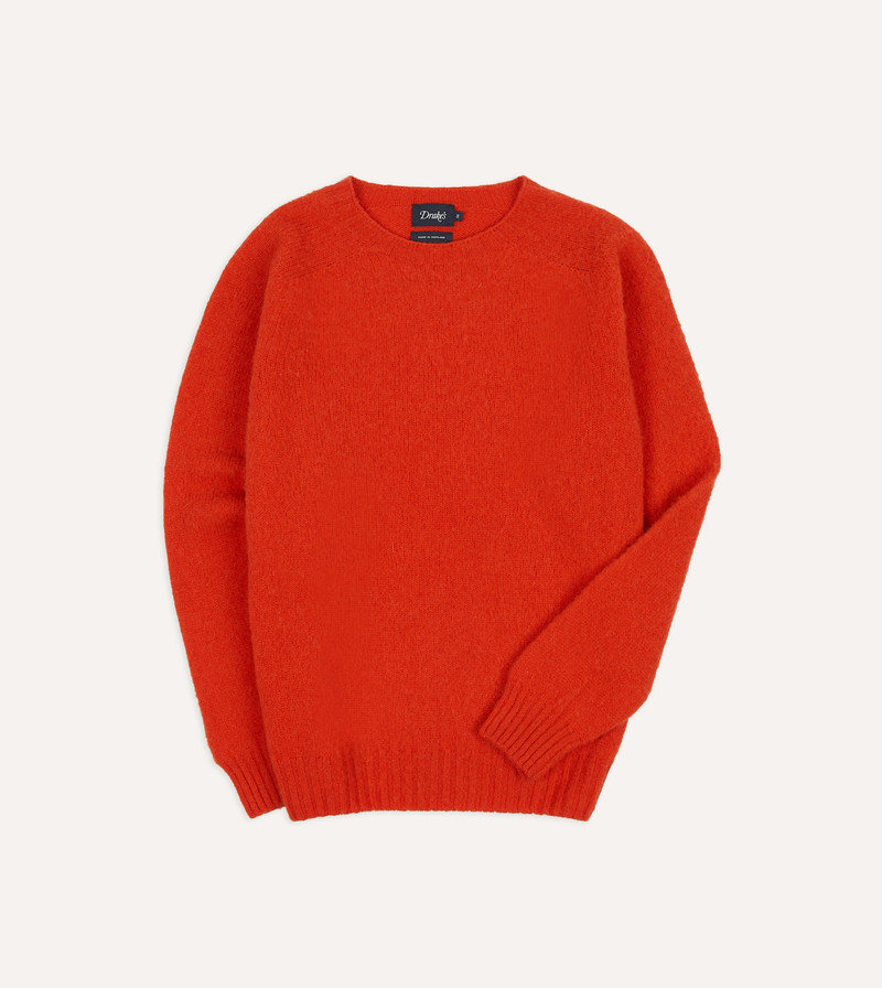 Red Brushed Shetland Crew Neck Jumper - 1