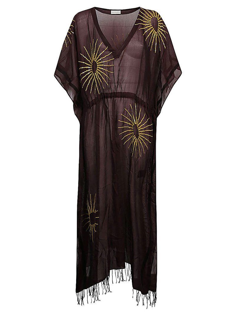 Cotton and silk embroidered kaftan - 1
